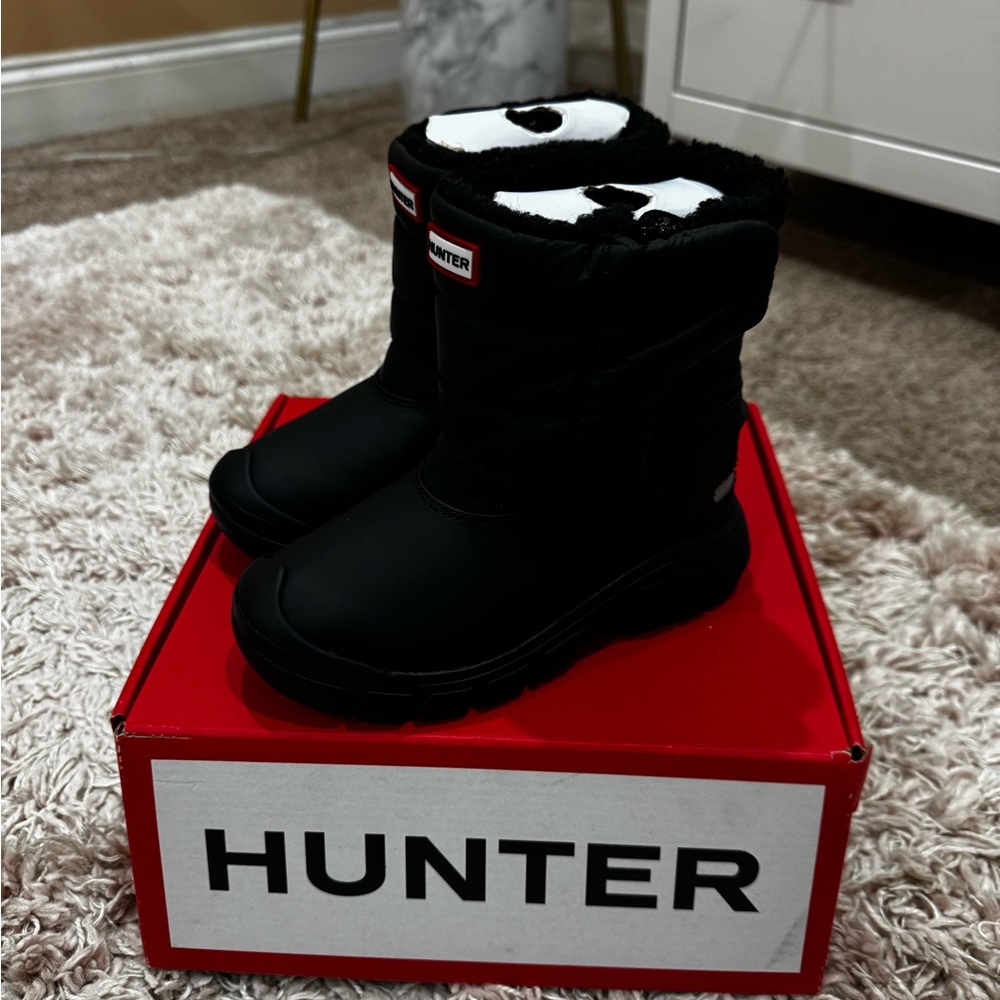 Hunter Kids Black Snow Boots
